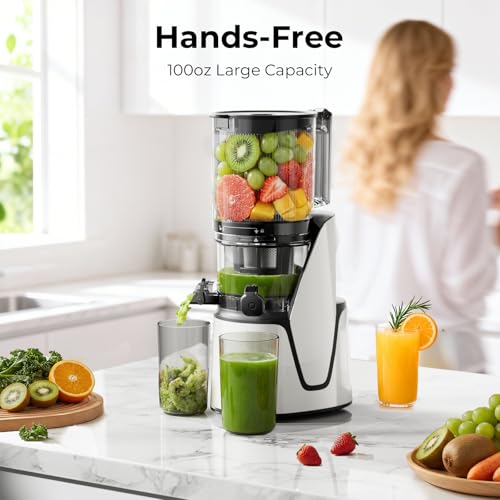 3-in-1 Cold Press Juicer with 6.5" Large Feed Chute, Juice, Nut Milk & Sorbet Maker
