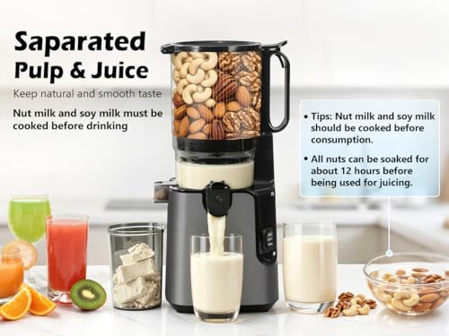 Cold Press Juicer 400W with 5.8" Large Feed Chute, Masticating Juice Extractor for Fruits, Vegetables & Nut Milk