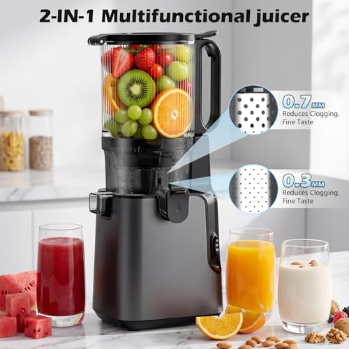 Cold Press Juicer 400W with 5.8" Large Feed Chute, Masticating Juice Extractor for Fruits, Vegetables & Nut Milk