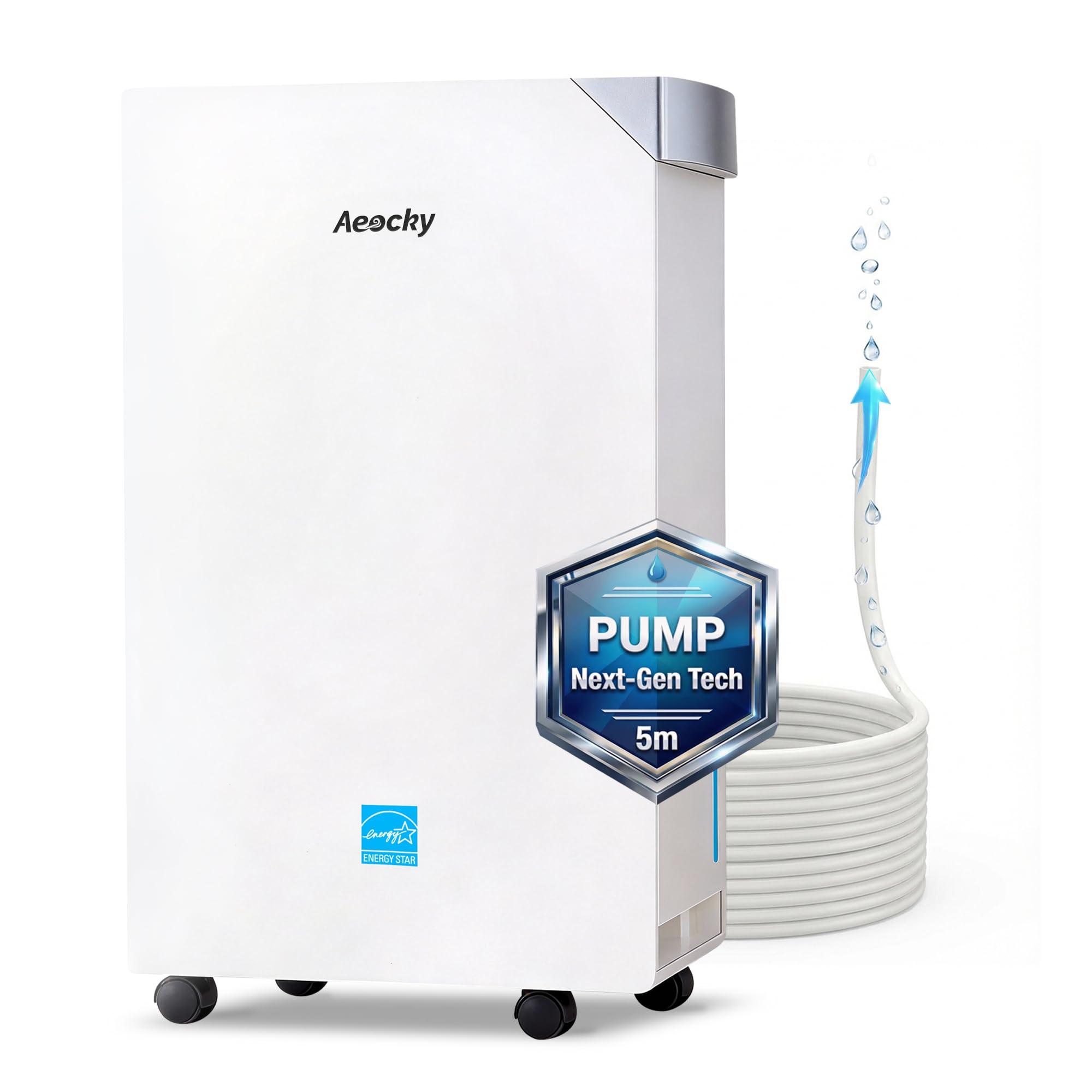 80 Pint Smart Dehumidifier with Pump & Drain Hose for Large Rooms up to 4500 Sq Ft