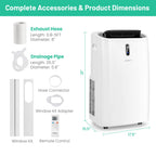12000 BTU Portable Air Conditioner with Cooling, Heating, Dehumidifier & Fan Functions