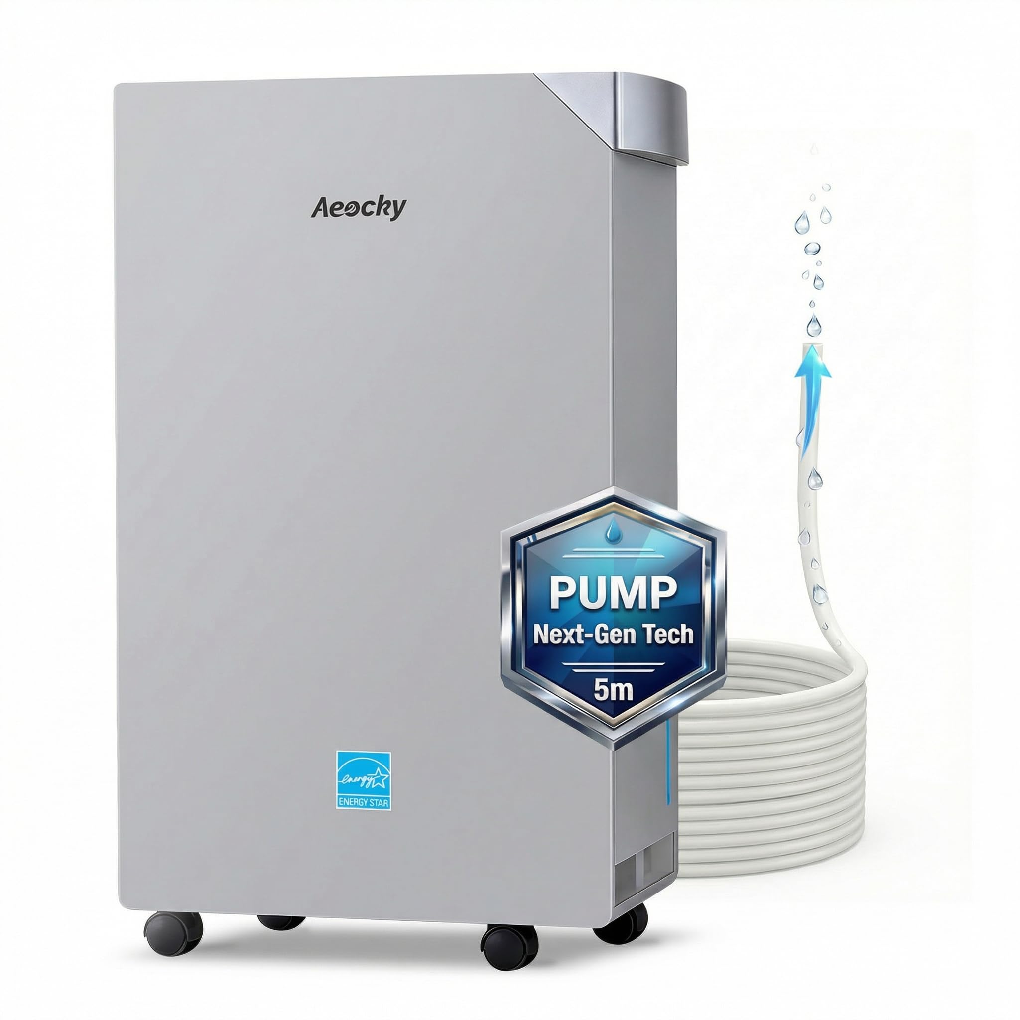 80 Pint Smart Dehumidifier with Pump & Drain Hose for Large Rooms up to 4500 Sq Ft