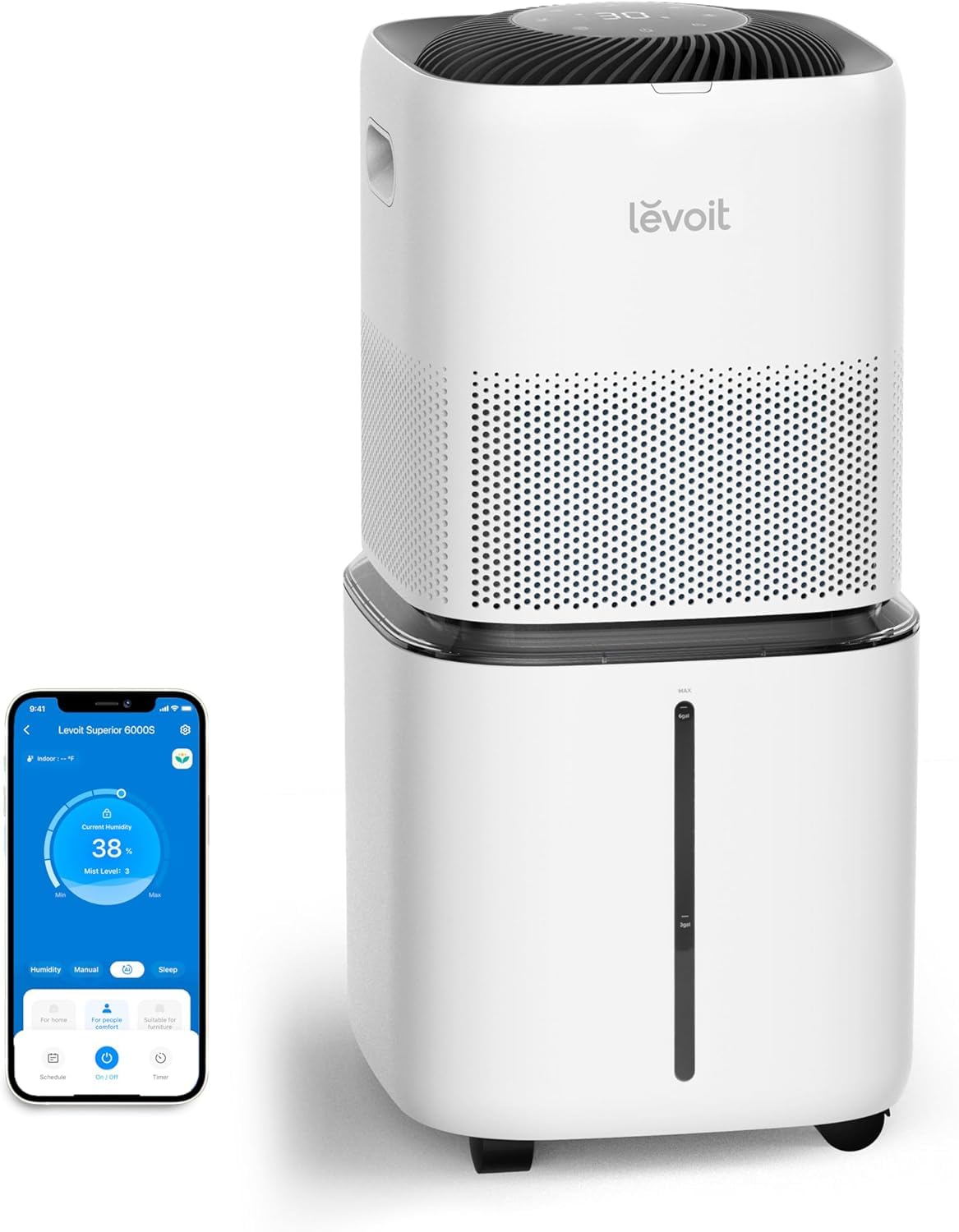 6 Gal Smart Evaporative Humidifier for Large Rooms up to 3000 Sq Ft with Quiet Sleep Mode