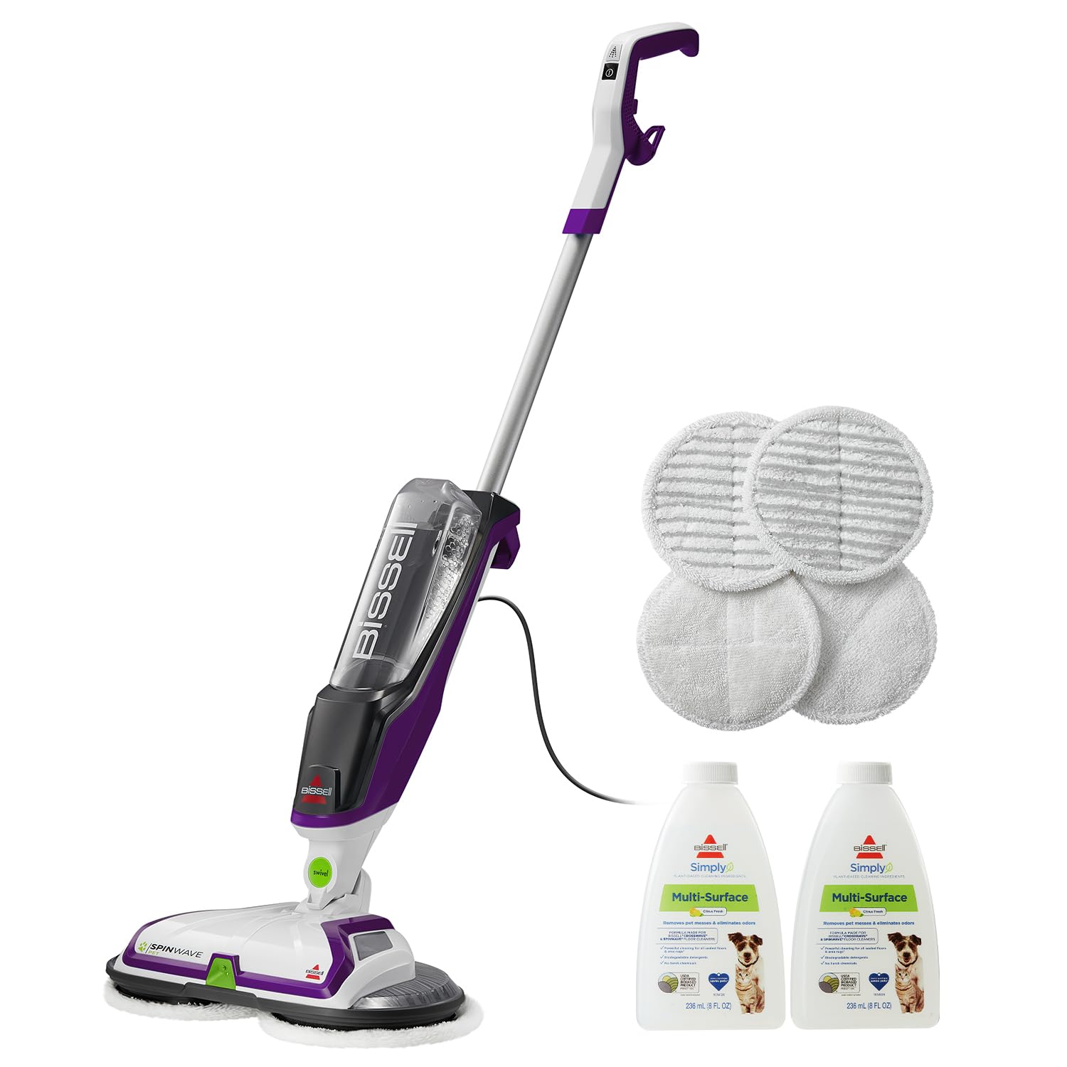 BISSELL SpinWave SmartSteam Scrubbing Steam Mop with Rotating Mop Pads
