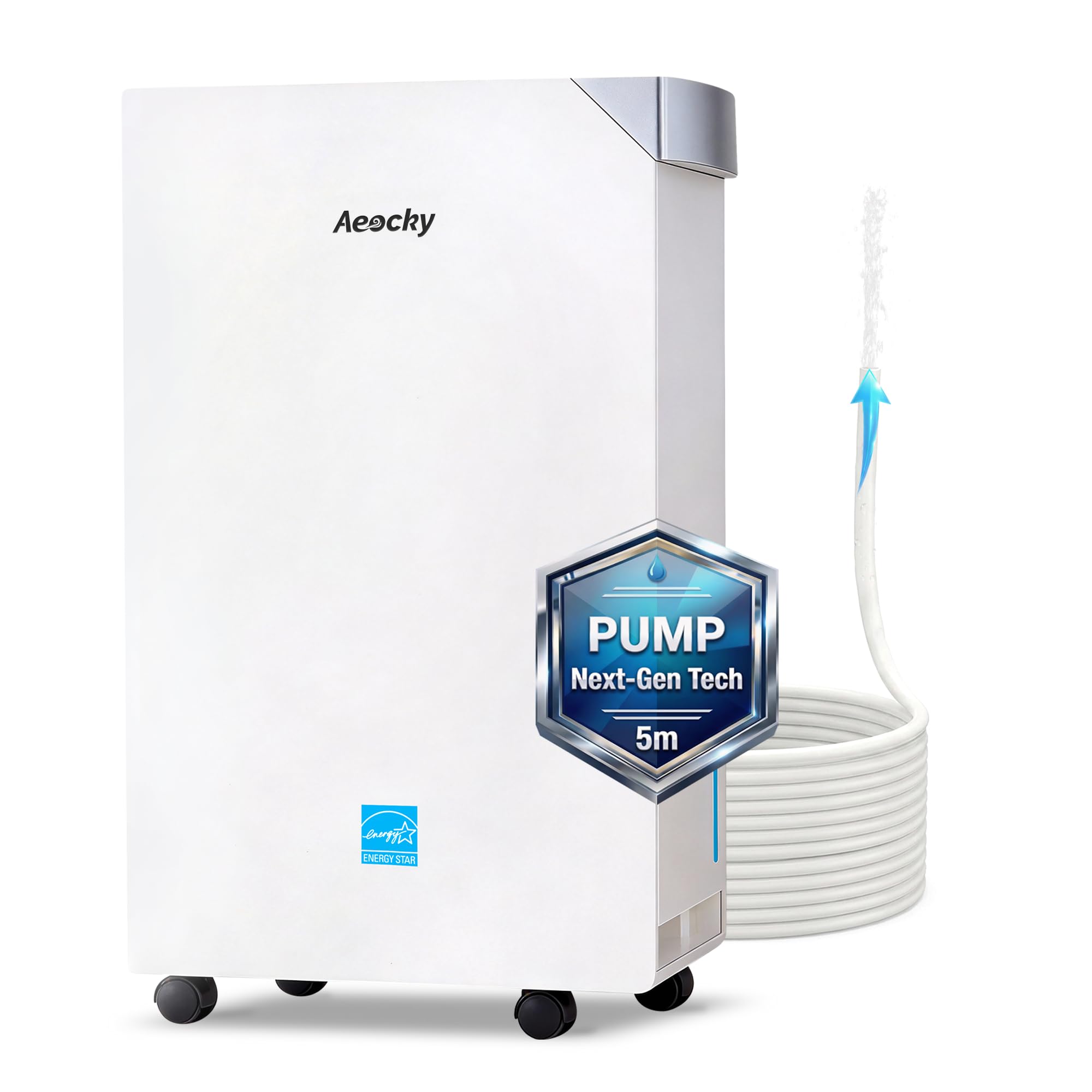80 Pint Smart Dehumidifier with Pump & Drain Hose for Large Rooms up to 4500 Sq Ft