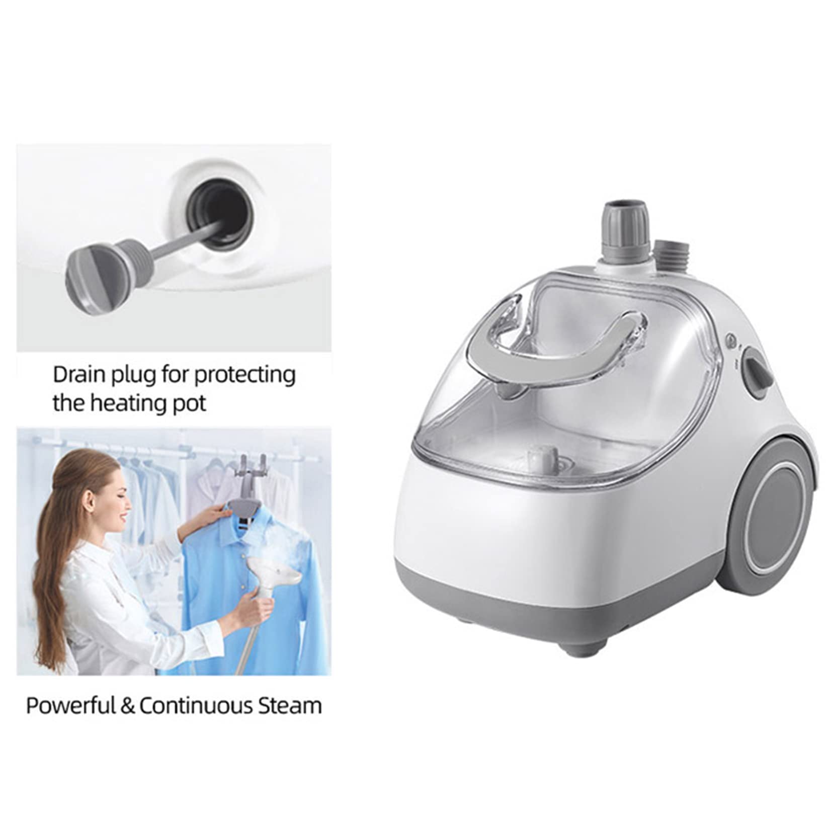 1500W Garment Steamer for Clothes with Fast Wrinkle Removal & Continuous Steam Flow
