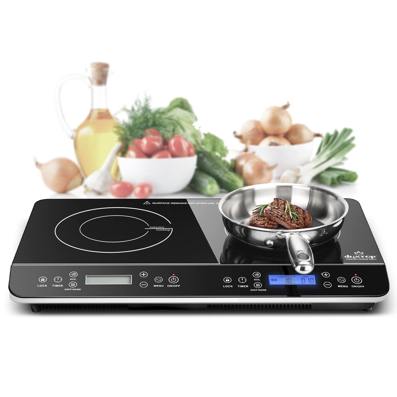 1800W Portable Double Induction Cooktop with LCD Display & Touch Controls