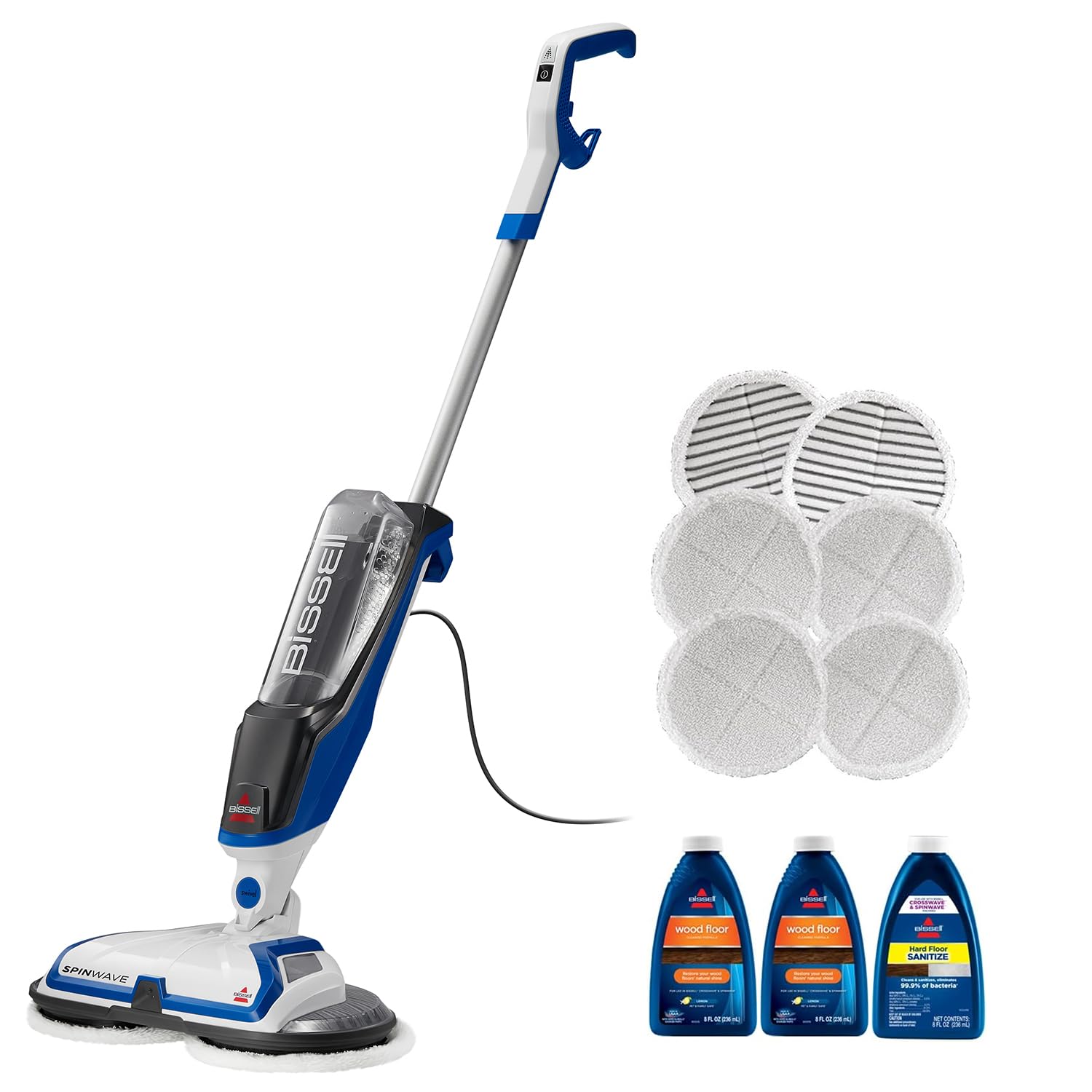 BISSELL SpinWave SmartSteam Scrubbing Steam Mop with Rotating Mop Pads