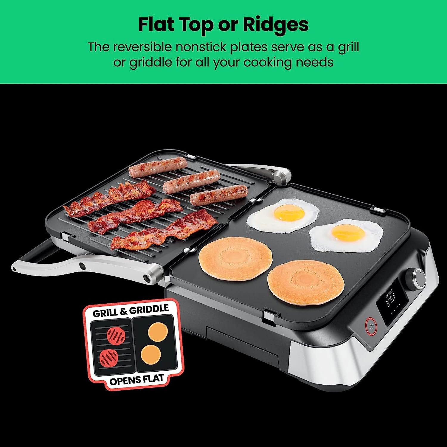 5-in-1 Digital Panini Press Grill & Sandwich Maker with Reversible Grill Plates