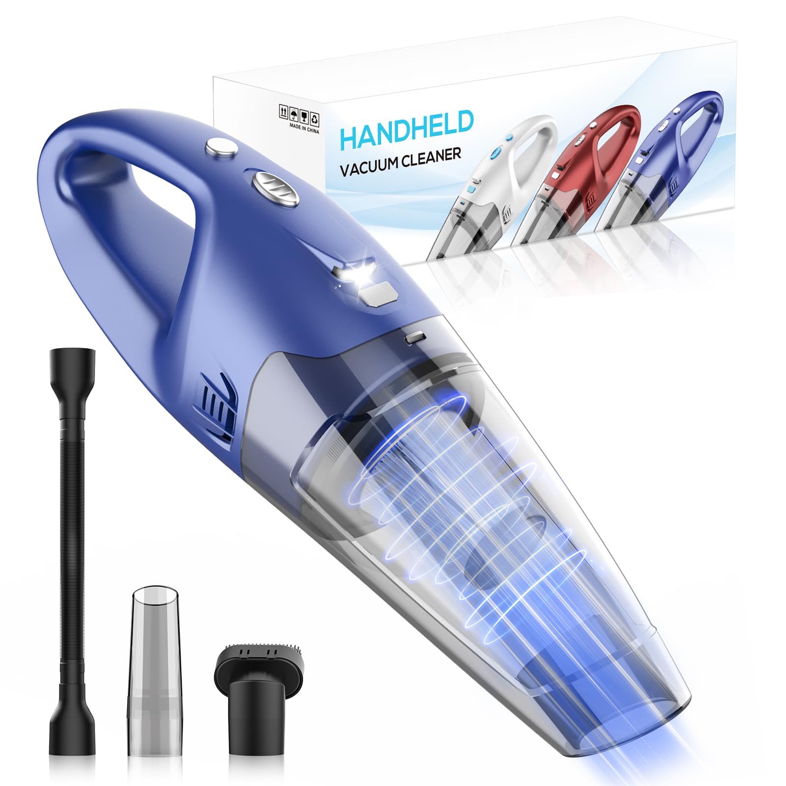 Cordless Handheld Vacuum Cleaner with 6000Pa Suction, LED Light & USB Charging