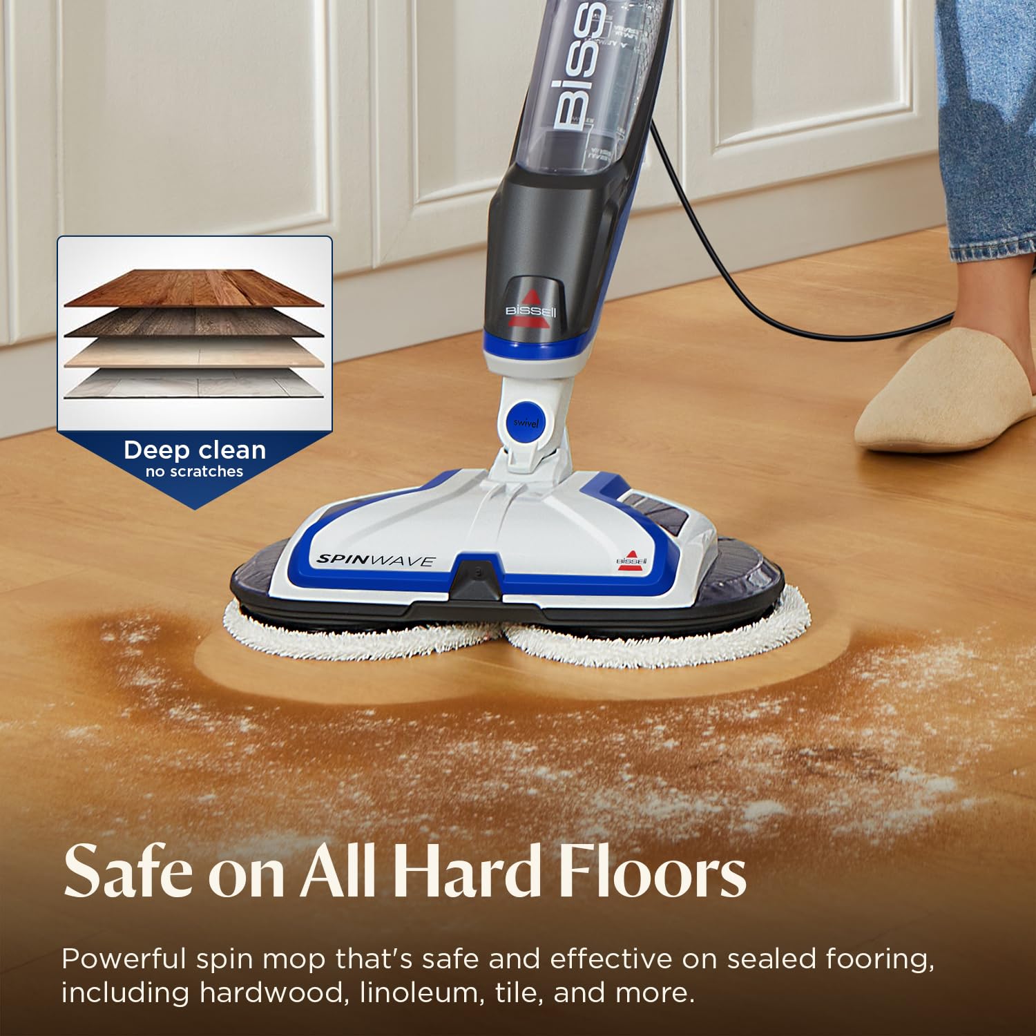 BISSELL SpinWave SmartSteam Scrubbing Steam Mop with Rotating Mop Pads