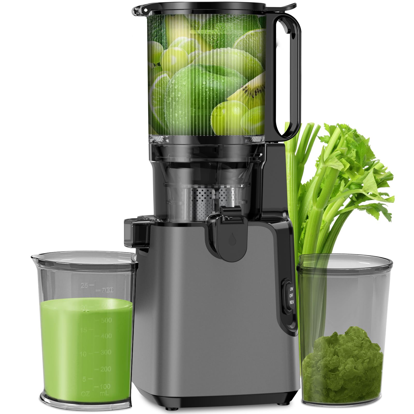 Cold Press Juicer 400W with 5.8" Large Feed Chute, Masticating Juice Extractor for Fruits, Vegetables & Nut Milk