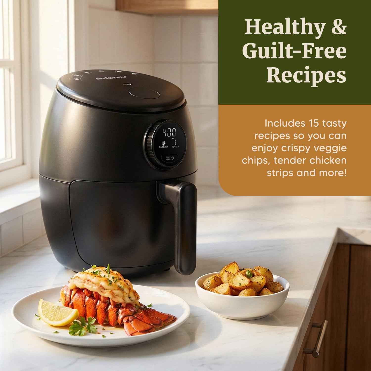 Compact Programmable Air Fryer with Timer & Temperature Control, Oil-Free Cooker