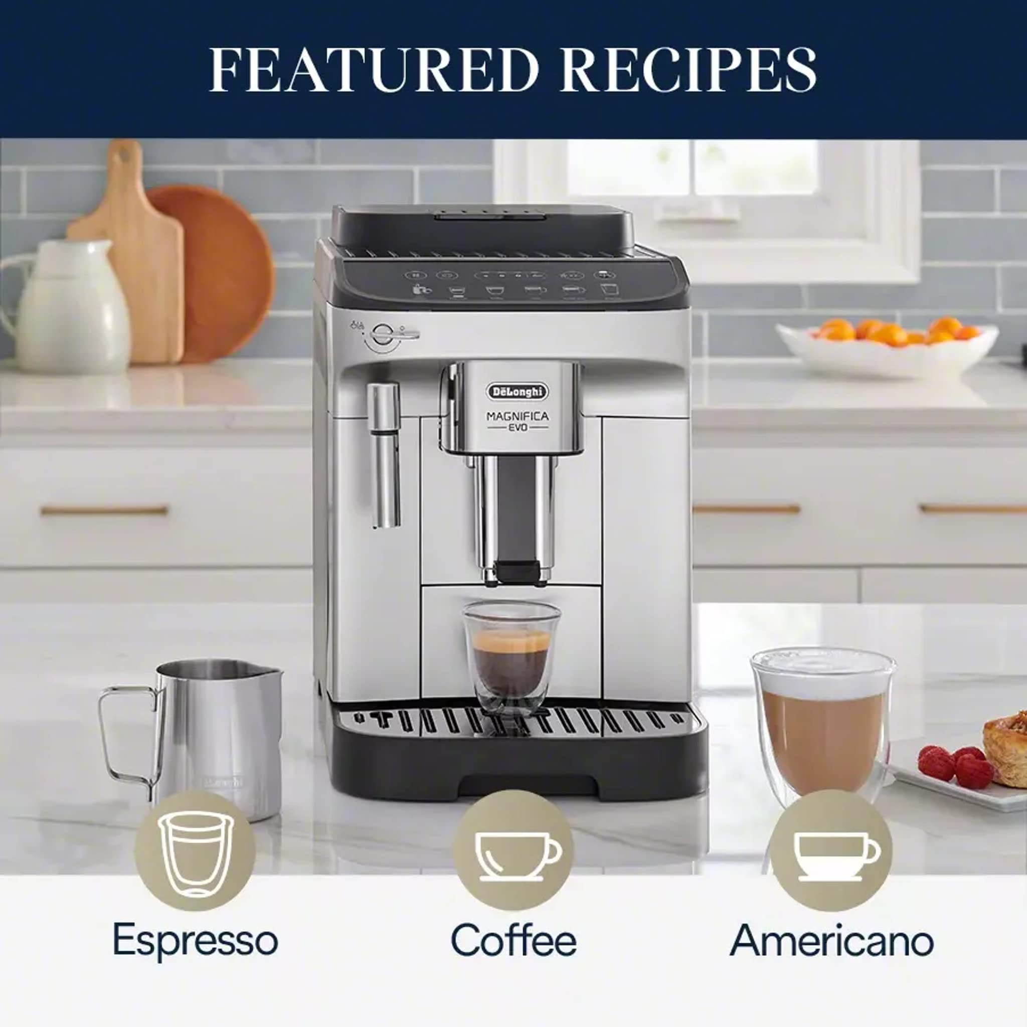De'Longhi Magnifica Evo Automatic Espresso & Coffee Machine with Manual Milk Frother
