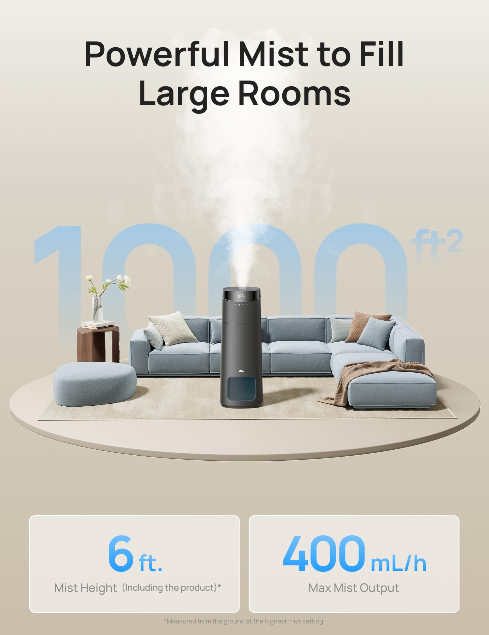 16L Smart Cool Mist Humidifier for Large Rooms with App Control, Top Fill & RGB Light