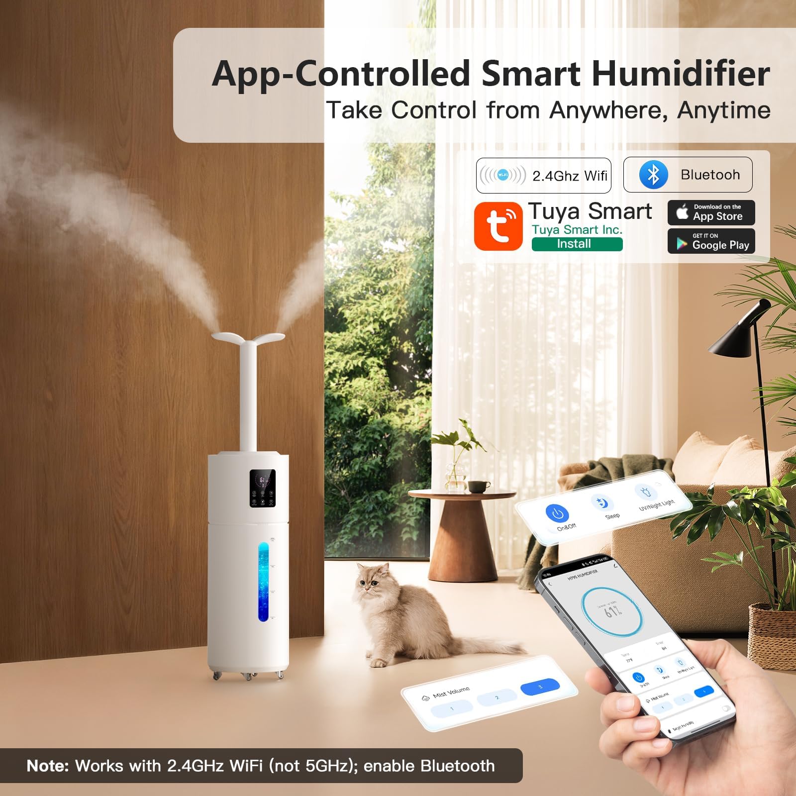 17L Cool Mist Humidifier for Large Rooms up to 1800 Sq Ft with Top Fill & 3 Mist Modes
