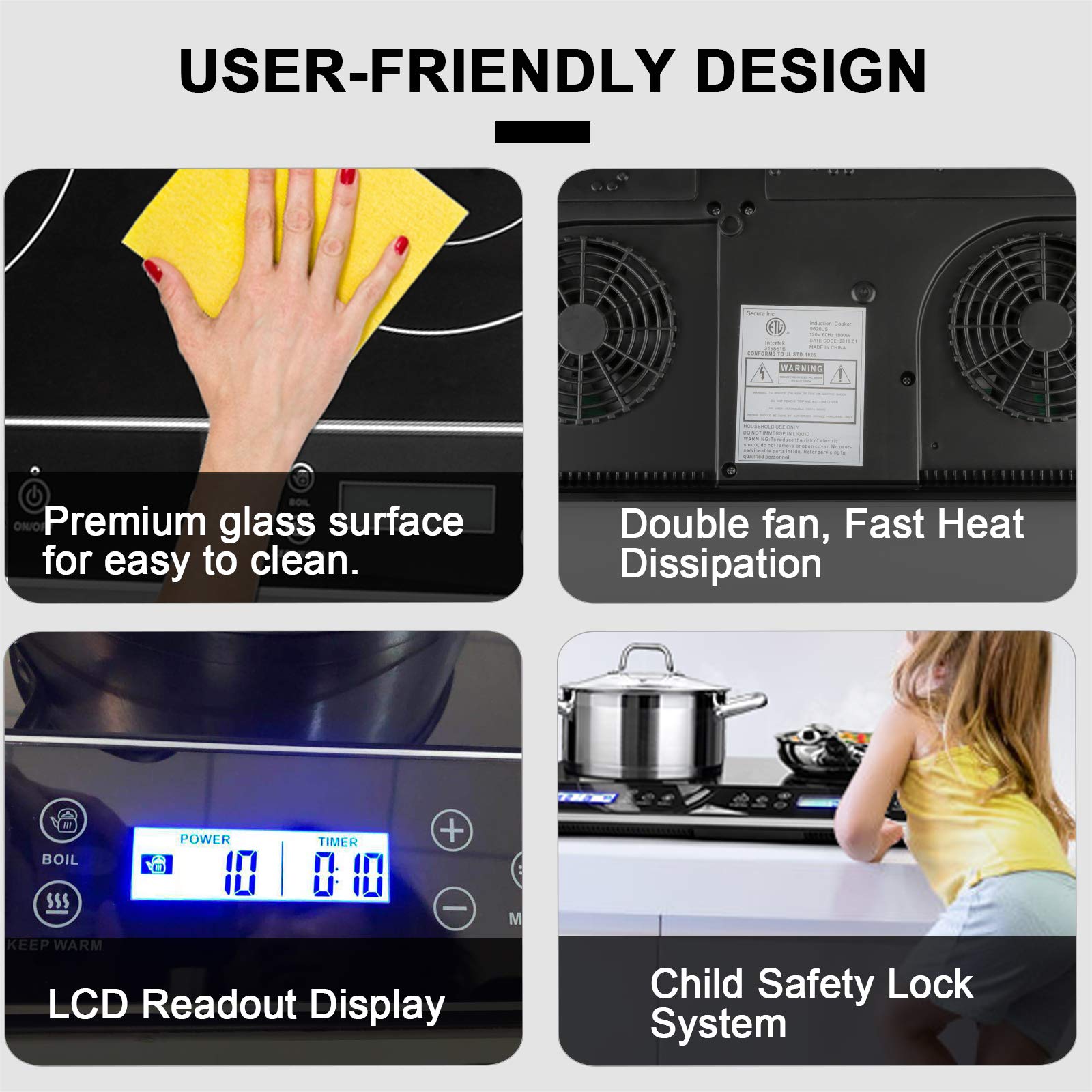 1800W Portable Double Induction Cooktop with LCD Display & Touch Controls