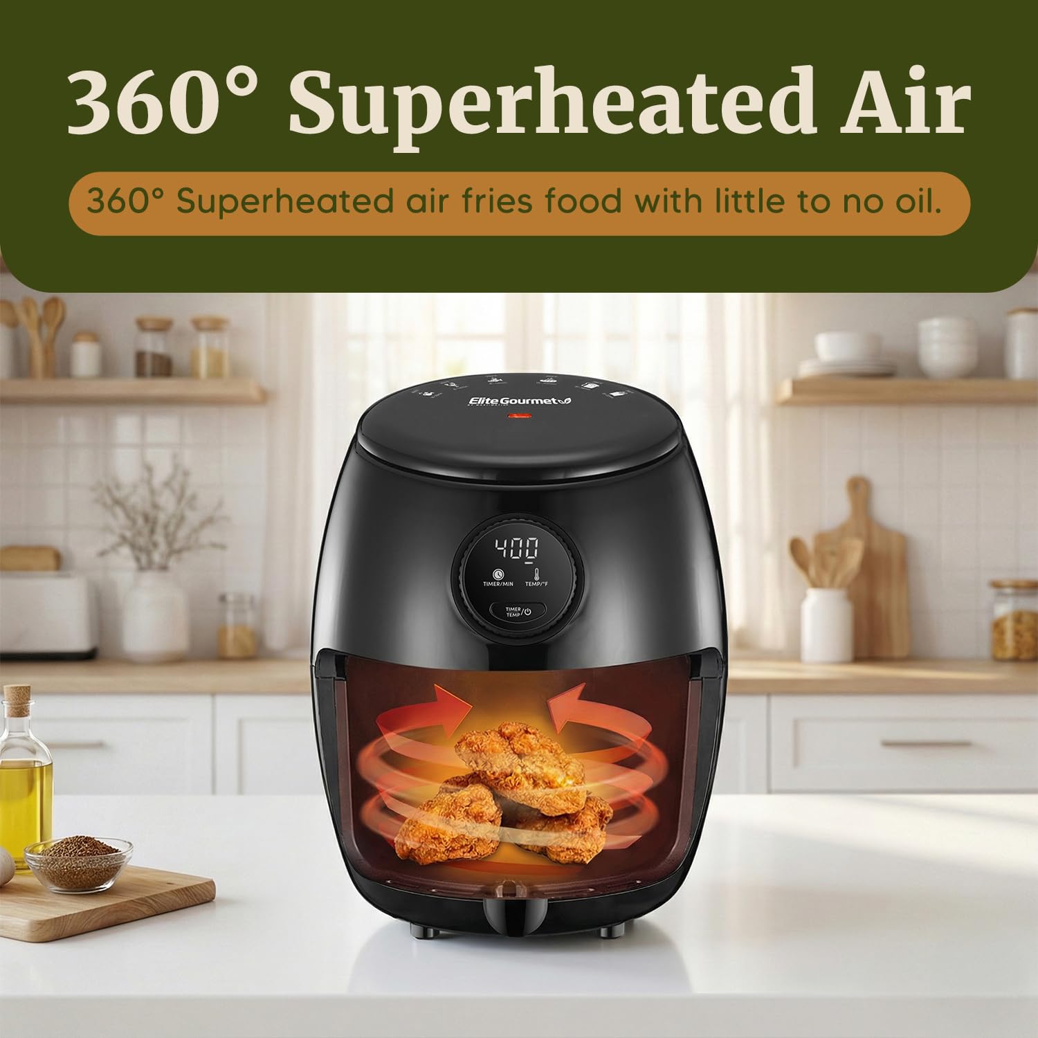 Compact Programmable Air Fryer with Timer & Temperature Control, Oil-Free Cooker