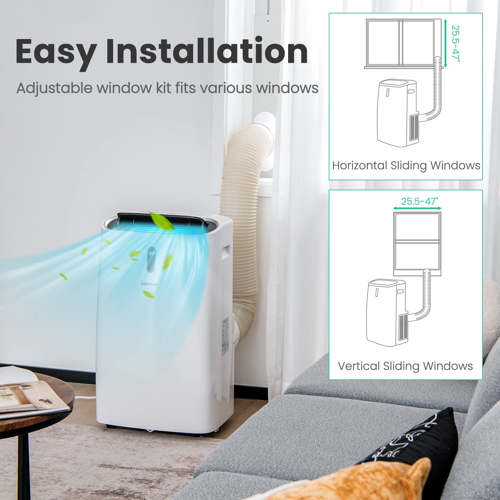 12000 BTU Portable Air Conditioner with Cooling, Heating, Dehumidifier & Fan Functions