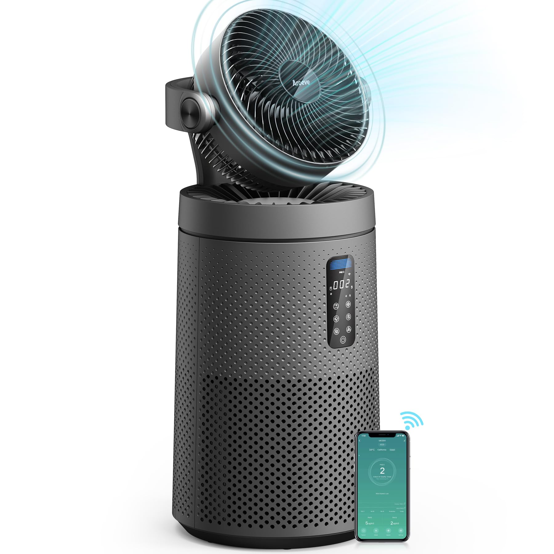 Air Purifier with Aromatherapy Function for Bedroom, Pets, Smoke & Allergens