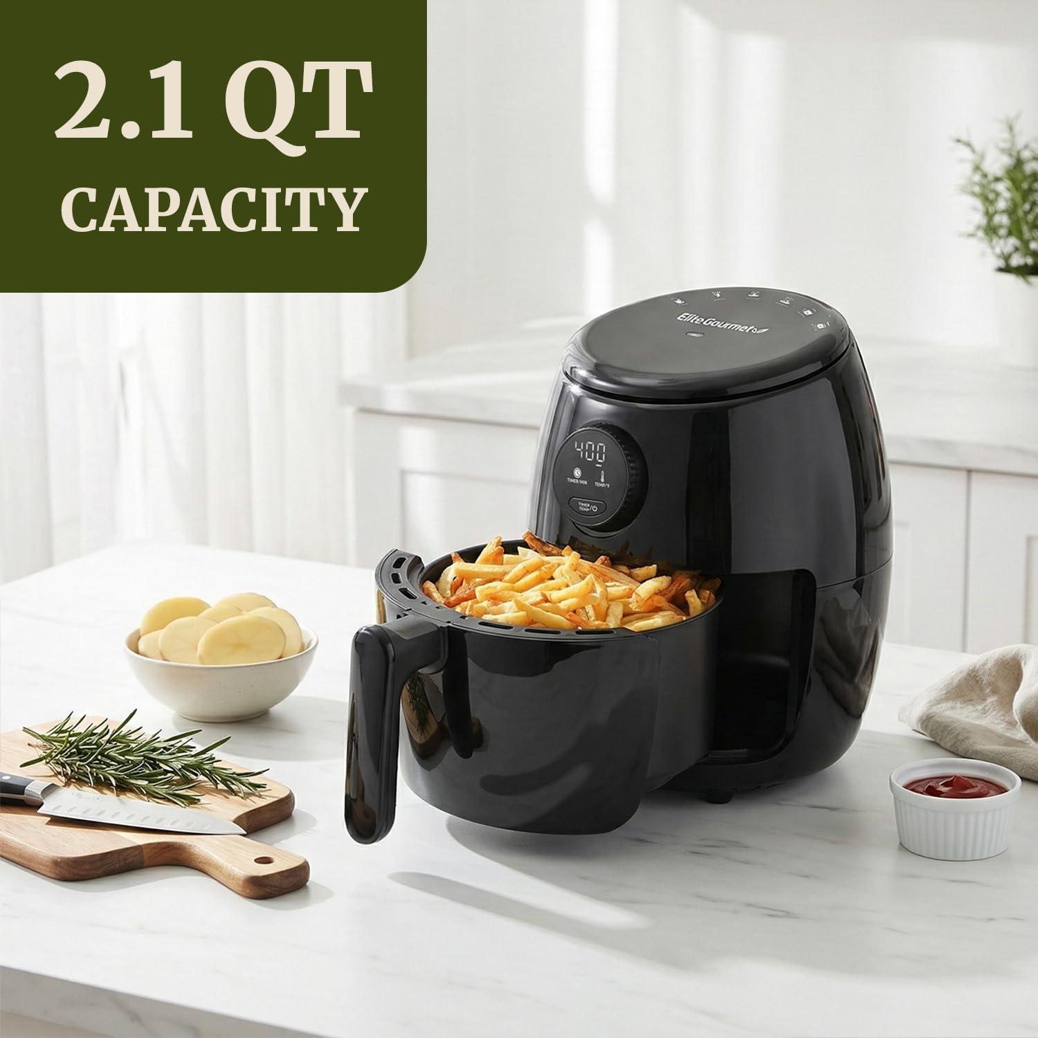Compact Programmable Air Fryer with Timer & Temperature Control, Oil-Free Cooker