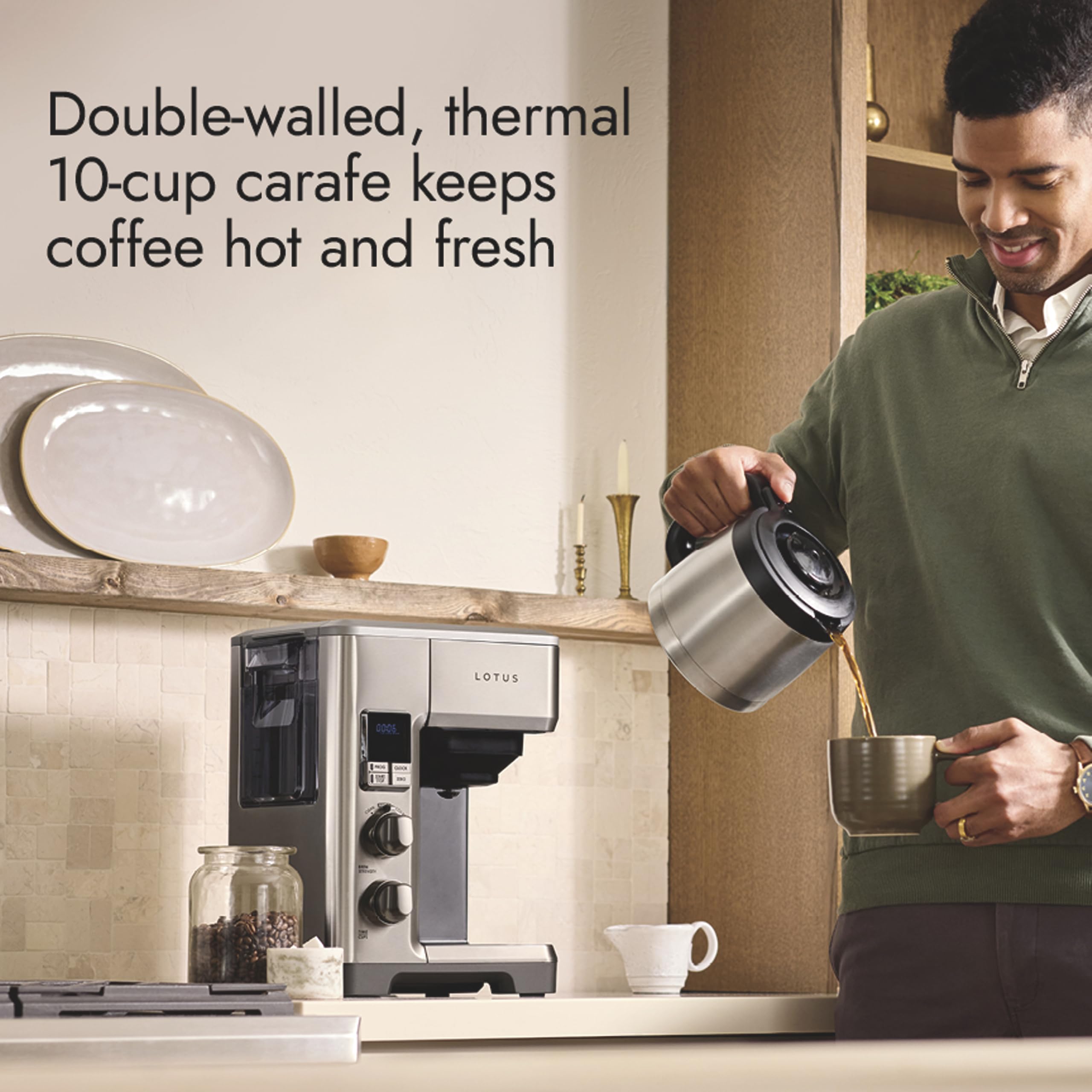 10-Cup Programmable Drip Coffee Maker with Grounds Scale 1500W Stainless Steel Professional Series
