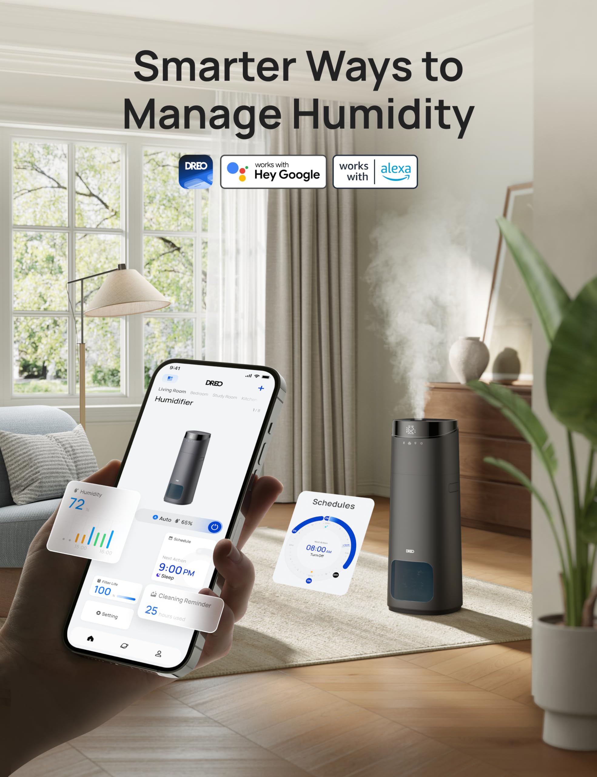 16L Smart Cool Mist Humidifier for Large Rooms with App Control, Top Fill & RGB Light