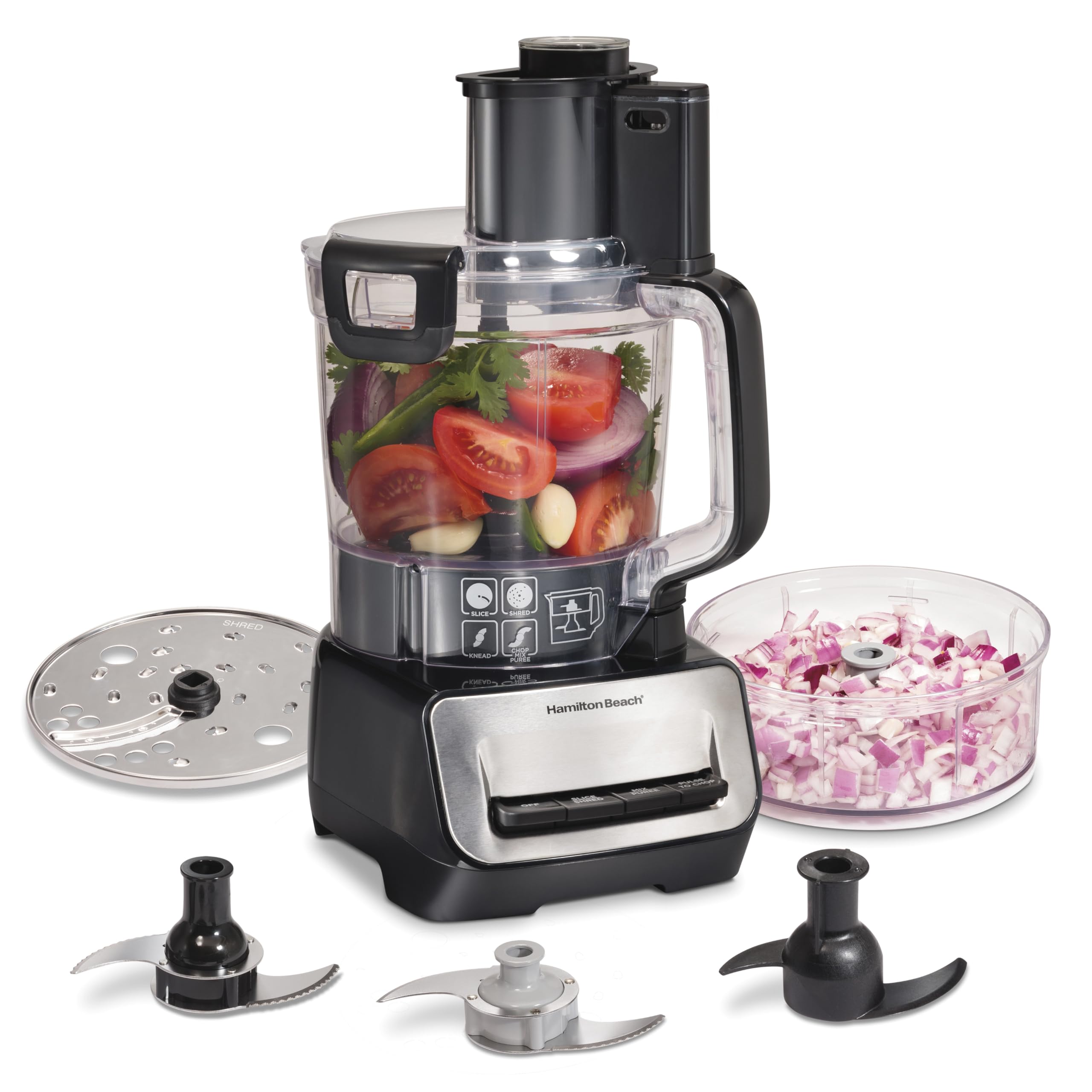 14-Cup Food Processor with Mini Bowl, Stainless Steel Blades & 3-Speed Motor