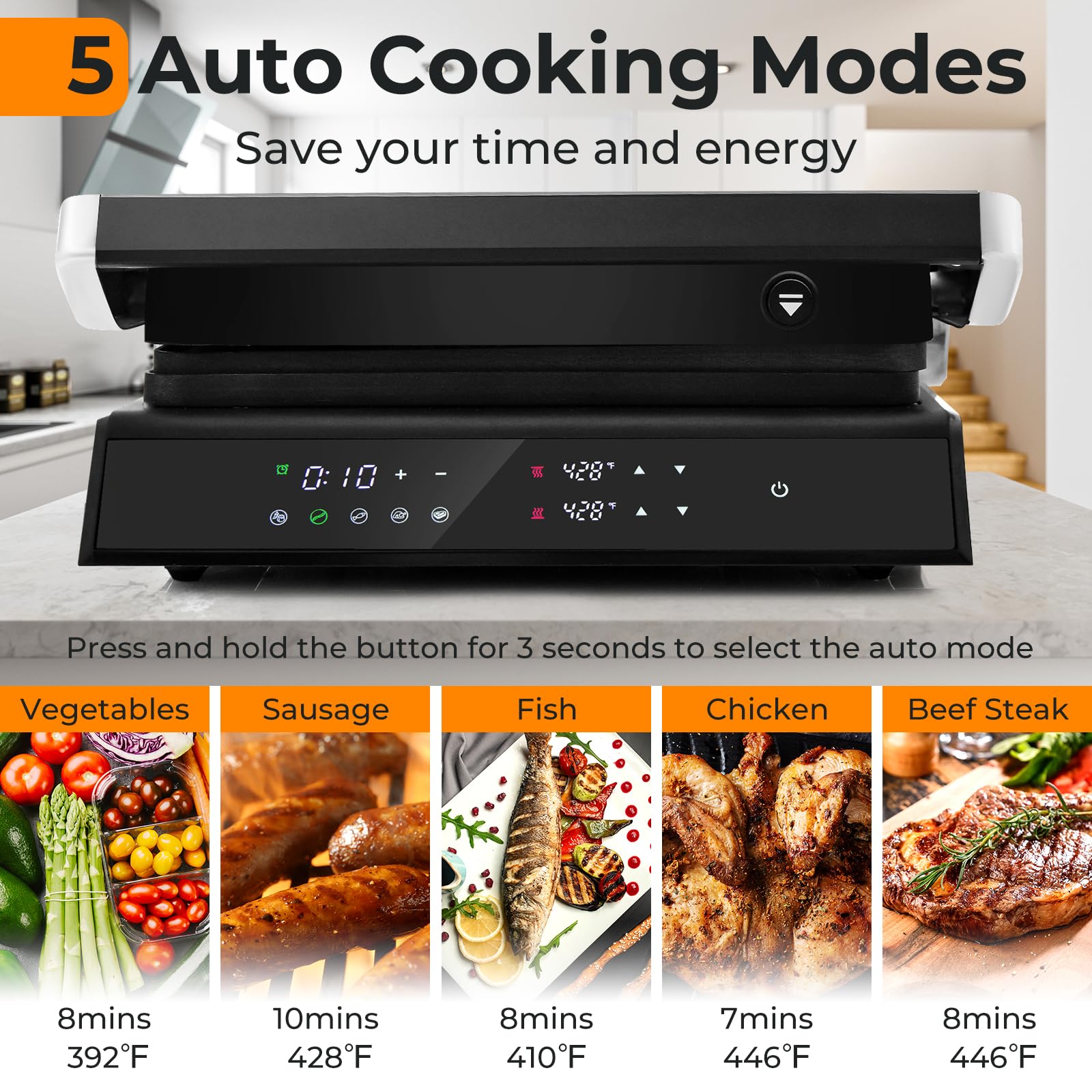 3-in-1 Panini Press Grill & Sandwich Maker with Removable Plates and Independent Temperature Control