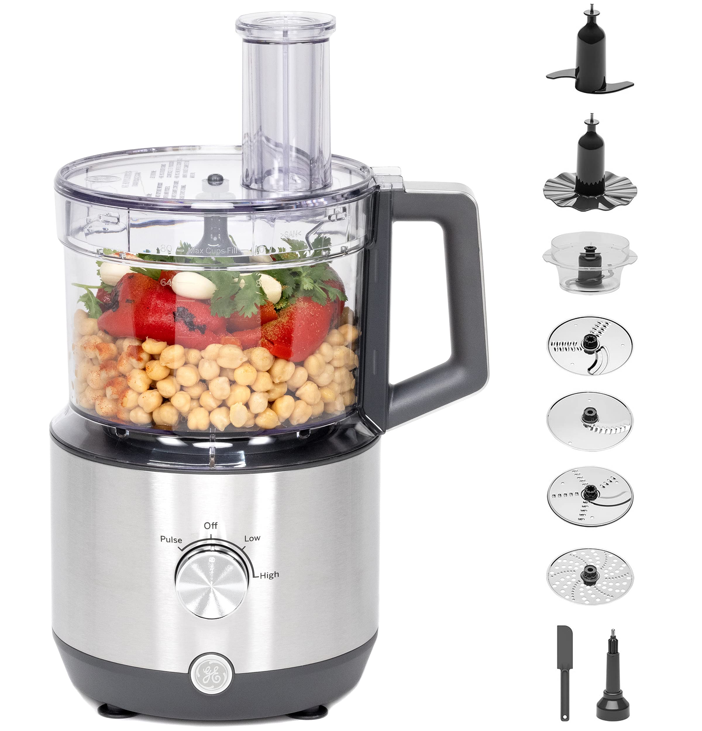 12-Cup Food Processor with 3 Feed Tubes, Stainless Steel Accessories & 3-Speed Motor